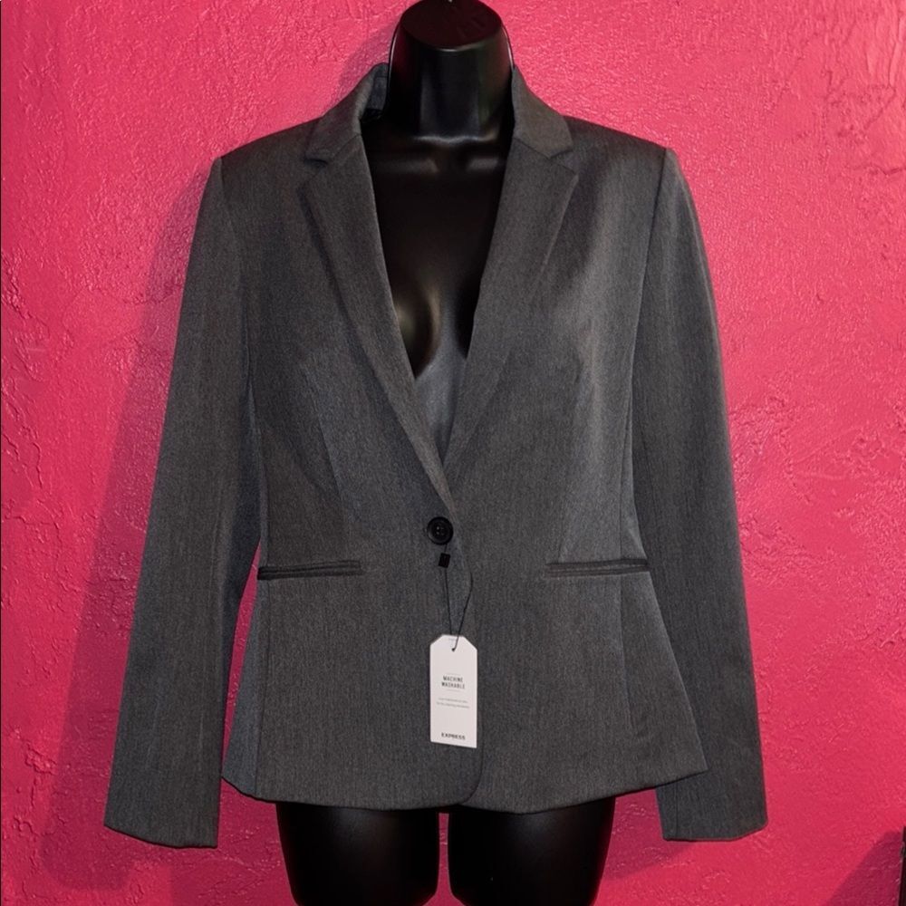 NWT Express charcoal grey blazer. Size 6. office, work, business